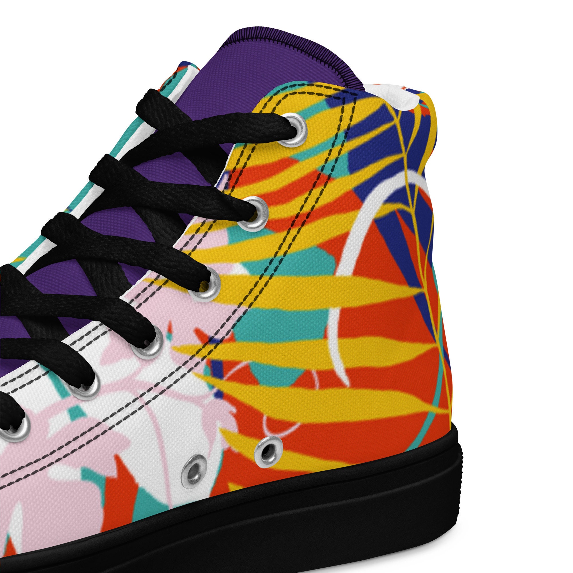 Jungle Leaf High Top Canvas Shoes: Men's Luxury Jungle Leaf High Top Canvas Shoes: Men's Luxury