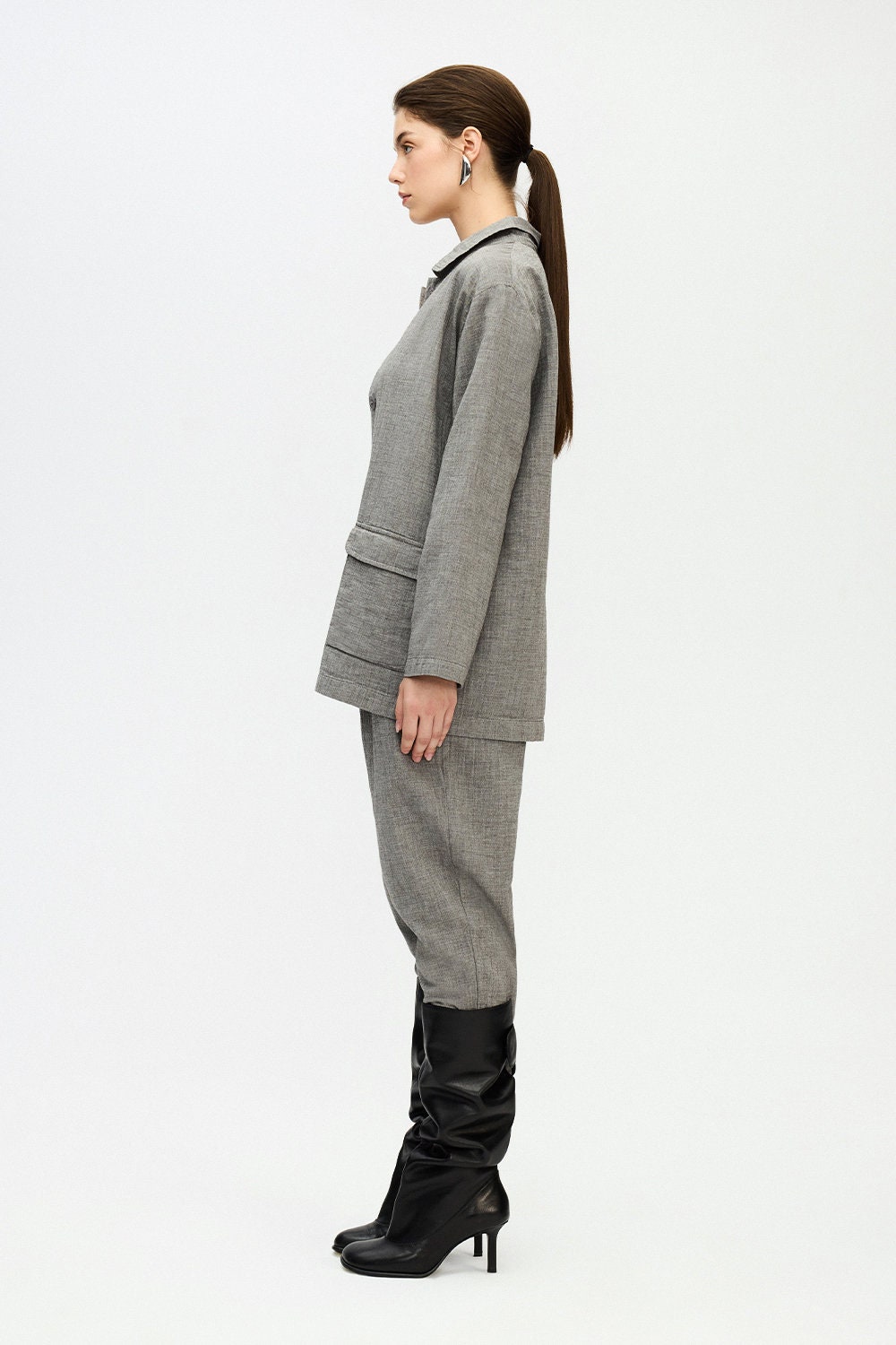 Grey Oversize Jacket Cotton Shirts Women's Jackets Grey Oversize Jacket Cotton Shirts Women's Jackets