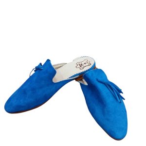 Women’s Black Leather Mules Handmade Pointed Toe Slip